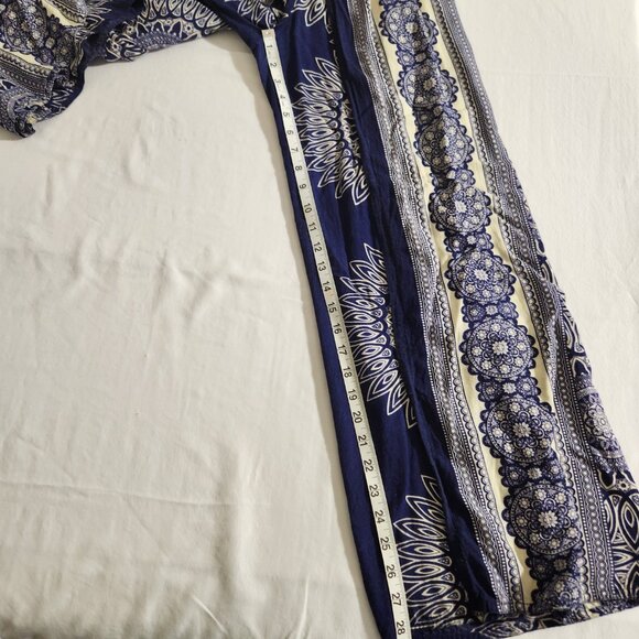 Camaroha Sutra Women's Small Blue Floral Print Layered Split Wide Leg Pants Boho - Picture 14 of 15